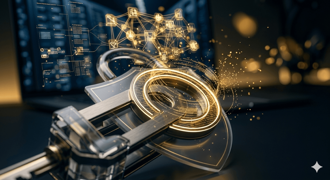 Strategic consulting — holographic data and golden network visualisation