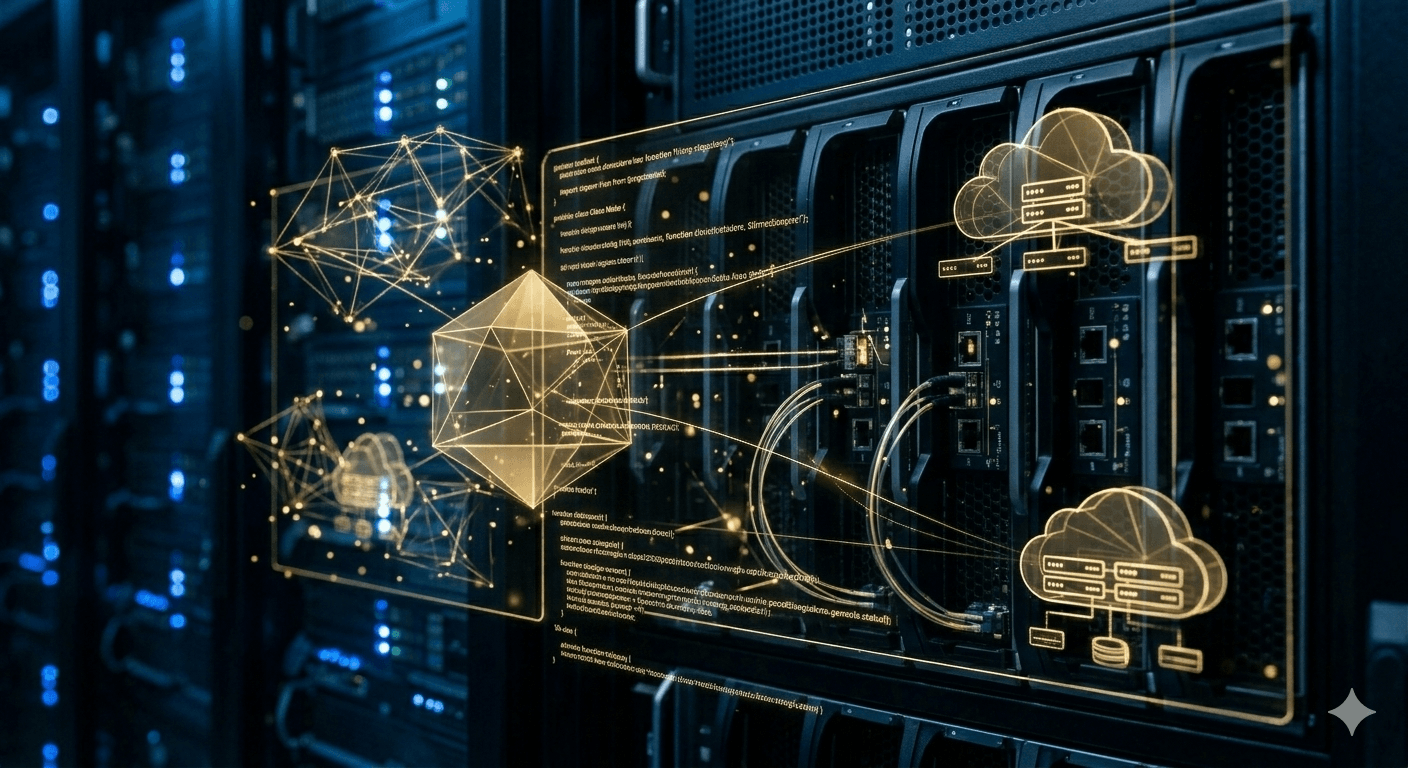Server infrastructure with golden holographic network overlays